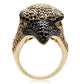 1W084 - Gold+Ruthenium Brass Ring with AAA Grade CZ  in Multi Color-3