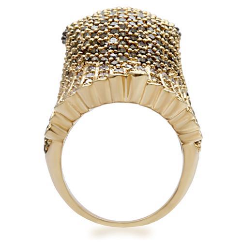 1W084 - Gold+Ruthenium Brass Ring with AAA Grade CZ  in Multi Color-4