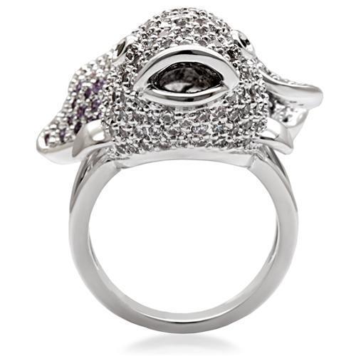 1W085 - Rhodium Brass Ring with AAA Grade CZ  in Multi Color-3