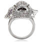 1W085 - Rhodium Brass Ring with AAA Grade CZ  in Multi Color-3