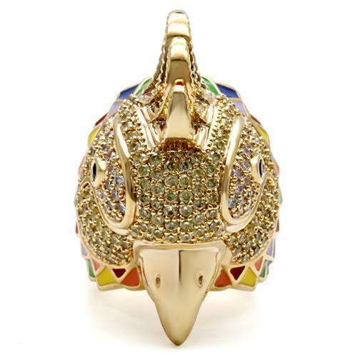 1W087 - Gold Brass Ring with AAA Grade CZ  in Multi Color-2