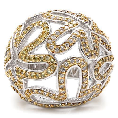 1W095 - Reverse Two-Tone Brass Ring with AAA Grade CZ  in Topaz-2