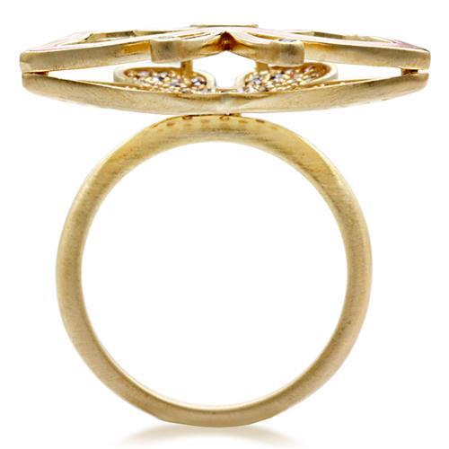 1W096 - Matte Gold Brass Ring with AAA Grade CZ  in Multi Color-3