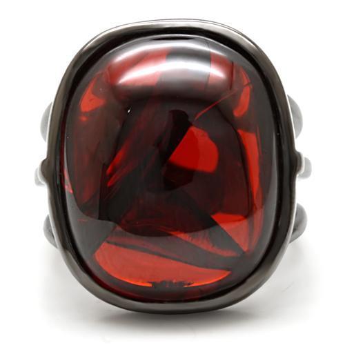 1W100 - Ruthenium Brass Ring with AAA Grade CZ  in Garnet-2