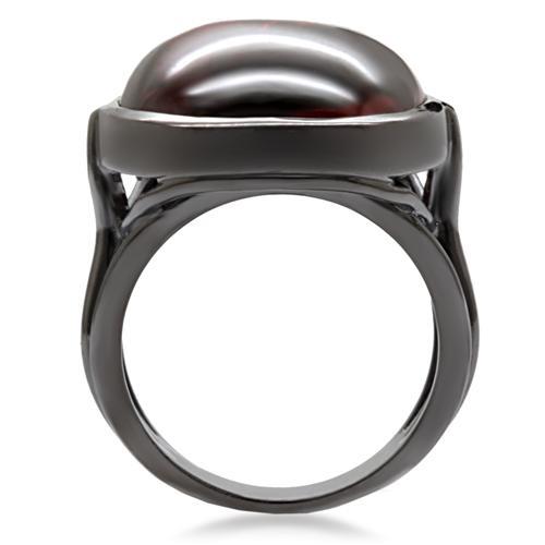 1W100 - Ruthenium Brass Ring with AAA Grade CZ  in Garnet-3