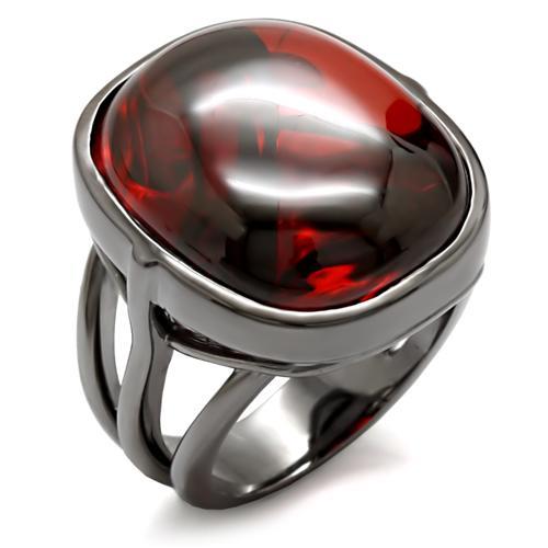 1W100 - Ruthenium Brass Ring with AAA Grade CZ  in Garnet-0