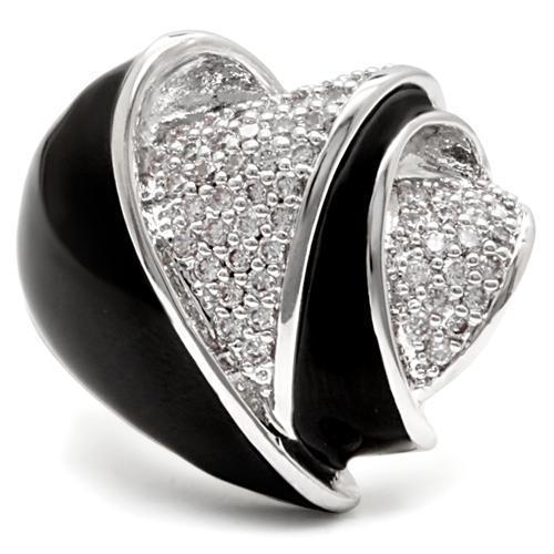 1W105 - Rhodium Brass Ring with AAA Grade CZ  in Clear-2