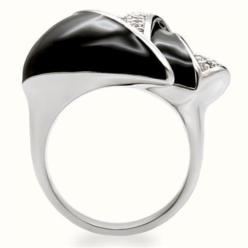 1W105 - Rhodium Brass Ring with AAA Grade CZ  in Clear-3