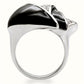 1W105 - Rhodium Brass Ring with AAA Grade CZ  in Clear-3