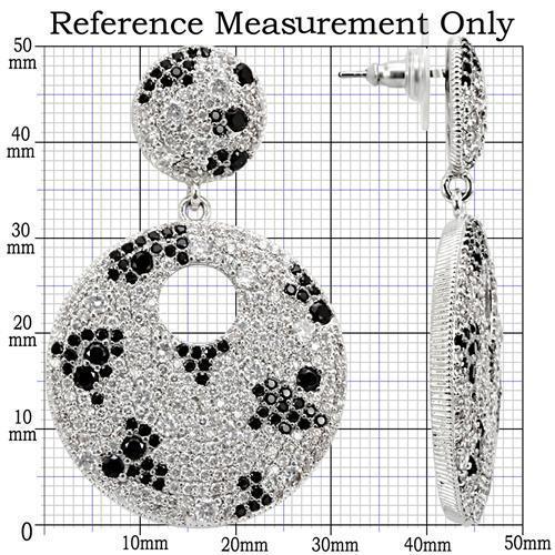 1W122 - Imitation Rhodium Brass Earrings with AAA Grade CZ  in Black Diamond-1