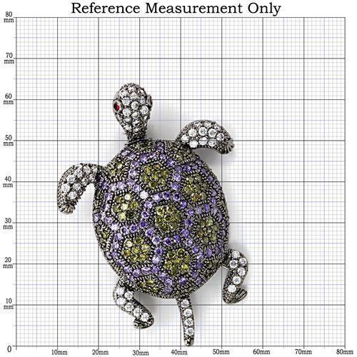 1W127 - Ruthenium Brass Brooches with AAA Grade CZ  in Multi Color-1