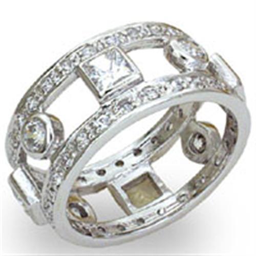 20421 - High-Polished 925 Sterling Silver Ring with AAA Grade CZ  in Clear-0