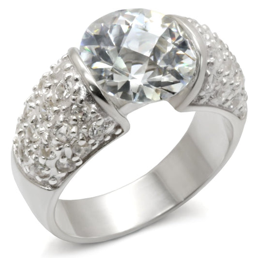 20423 - High-Polished 925 Sterling Silver Ring with AAA Grade CZ  in Clear-0