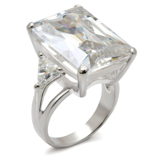 21214 - High-Polished 925 Sterling Silver Ring with AAA Grade CZ  in Clear-0