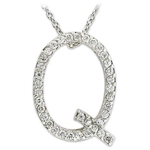 21616 - Rhodium Brass Pendant with AAA Grade CZ  in Clear-0