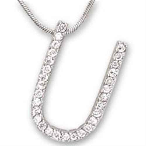 21619 - Rhodium Brass Pendant with AAA Grade CZ  in Clear-0