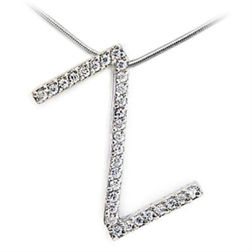 21624 - Rhodium Brass Pendant with AAA Grade CZ  in Clear-0