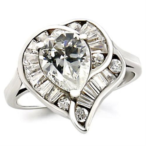 23529 - High-Polished 925 Sterling Silver Ring with AAA Grade CZ  in Clear-0