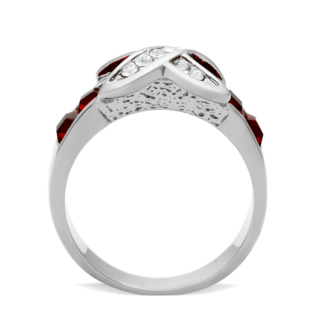 TK1388N - High polished (no plating) Stainless Steel Ring with Top Grade Crystal in Siam-2