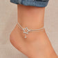 Rhinestone Silver Chain Star Charm Anklet Layered Boho Beach Ankle Bracelet Gift-0