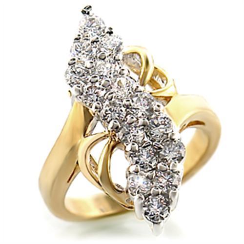 2W017 - Gold+Rhodium Brass Ring with AAA Grade CZ  in Clear-0