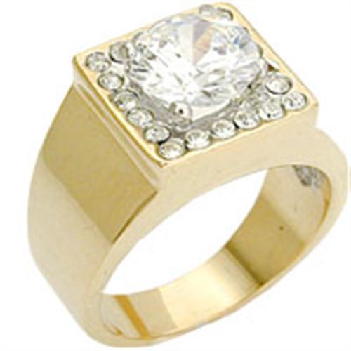 2W076 - Gold+Rhodium Brass Ring with AAA Grade CZ  in Clear-0