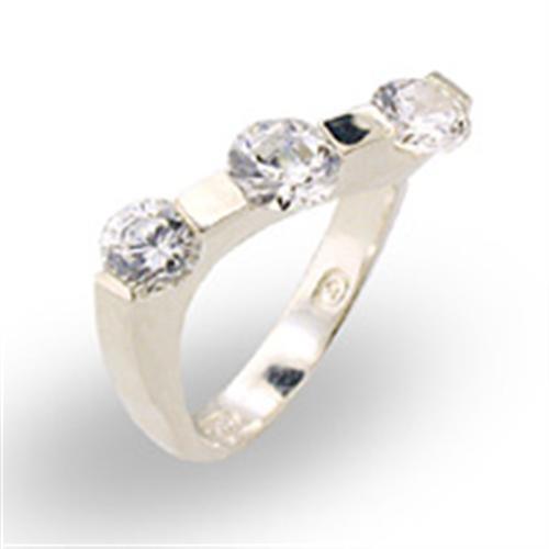 30123 - High-Polished 925 Sterling Silver Ring with AAA Grade CZ  in Clear-0