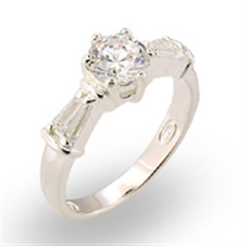 30125 - High-Polished 925 Sterling Silver Ring with AAA Grade CZ  in Clear-0