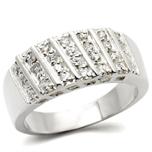 30214 - High-Polished 925 Sterling Silver Ring with AAA Grade CZ  in Clear-0