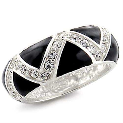 32615 - High-Polished 925 Sterling Silver Ring with Top Grade Crystal  in Clear-0