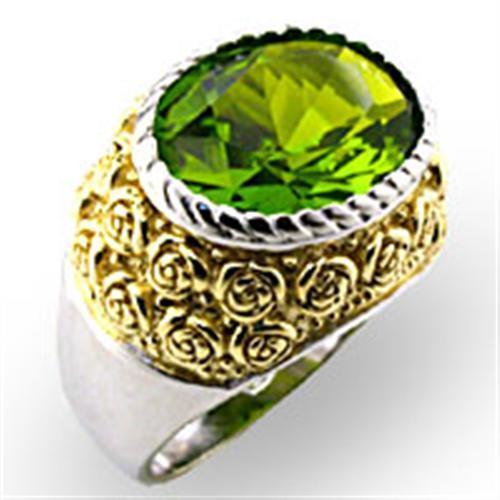 32804 - Reverse Two-Tone 925 Sterling Silver Ring with Synthetic Spinel in Peridot-0