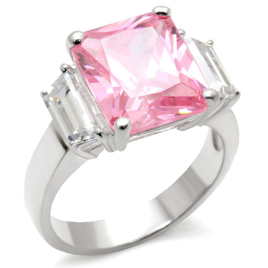 34102 - High-Polished 925 Sterling Silver Ring with AAA Grade CZ  in Rose-0