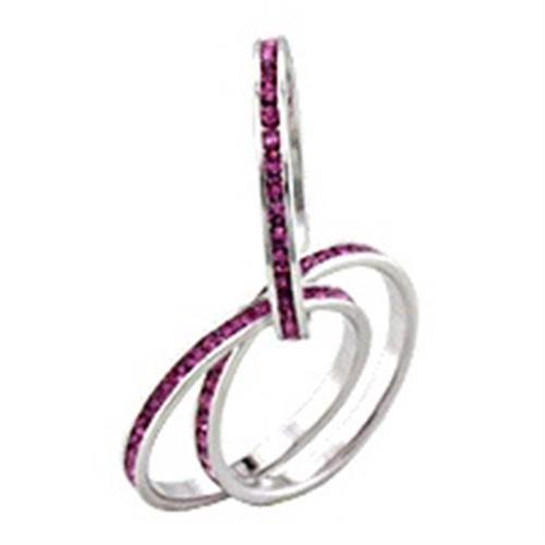 35422 - Rhodium Brass Ring with Top Grade Crystal  in Rose-0