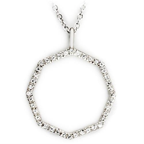 36513 - High-Polished 925 Sterling Silver Pendant with AAA Grade CZ  in Clear-0