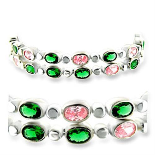 37001 - High-Polished 925 Sterling Silver Bracelet with AAA Grade CZ  in Multi Color-0