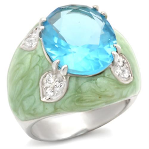 37401 - High-Polished 925 Sterling Silver Ring with Synthetic Spinel in Sea Blue-0