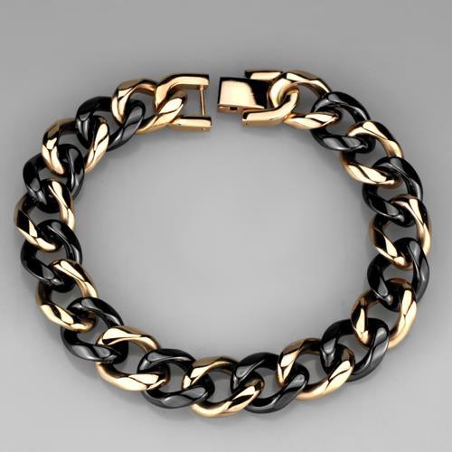 3W1002 - IP Rose Gold(Ion Plating) Stainless Steel Bracelet with Ceramic  in Jet-2