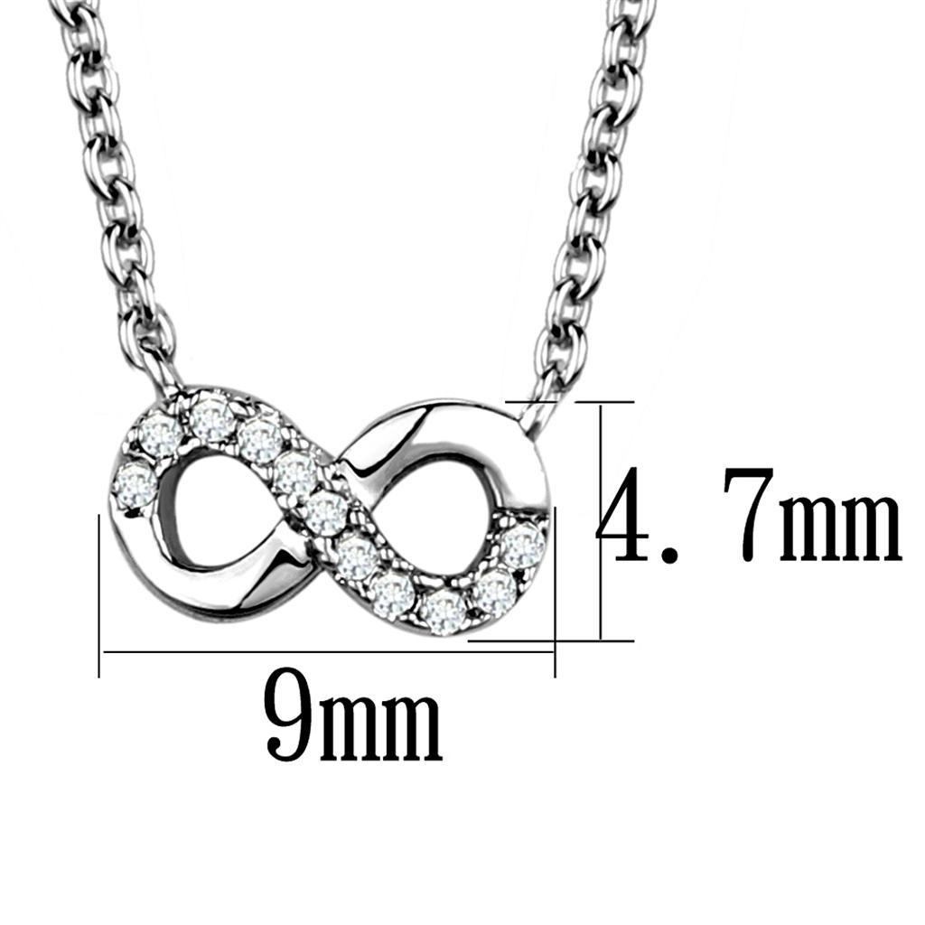 3W1022 - Rhodium Brass Chain Pendant with AAA Grade CZ  in Clear-1