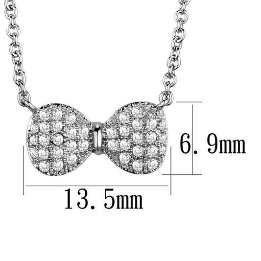 3W1024 - Rhodium Brass Chain Pendant with AAA Grade CZ  in Clear-1