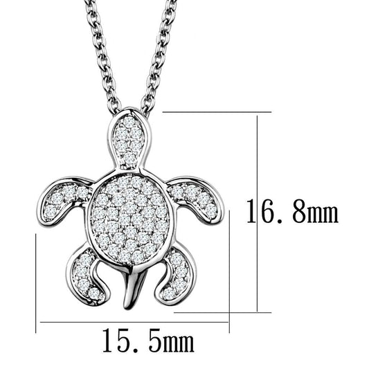 3W1025 - Rhodium Brass Chain Pendant with AAA Grade CZ  in Clear-1