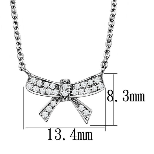 3W1028 - Rhodium Brass Chain Pendant with AAA Grade CZ  in Clear-1