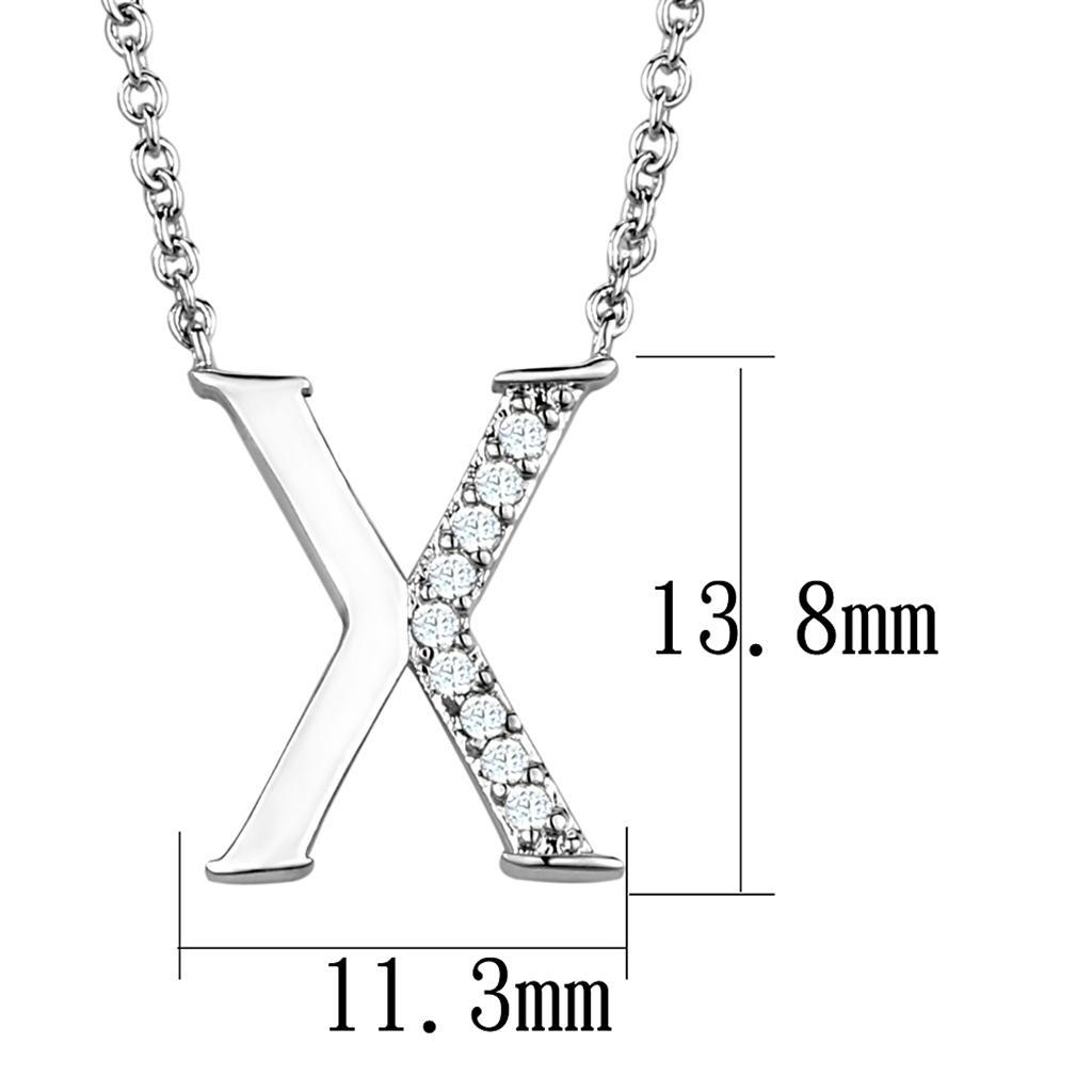 3W1030 - Rhodium Brass Chain Pendant with AAA Grade CZ  in Clear-1