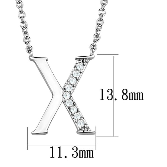 3W1030 - Rhodium Brass Chain Pendant with AAA Grade CZ  in Clear-1