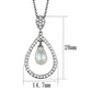 3W1031 - Rhodium Brass Chain Pendant with Synthetic Pearl in White-1