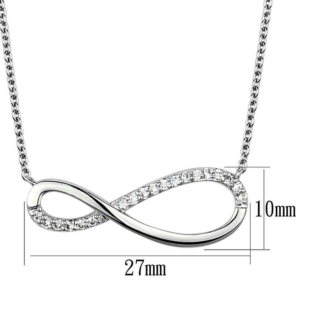 3W1033 - Rhodium Brass Chain Pendant with AAA Grade CZ  in Clear-1