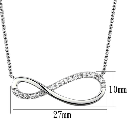 3W1033 - Rhodium Brass Chain Pendant with AAA Grade CZ  in Clear-1