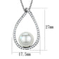 3W1036 - Rhodium Brass Chain Pendant with Synthetic Pearl in White-1