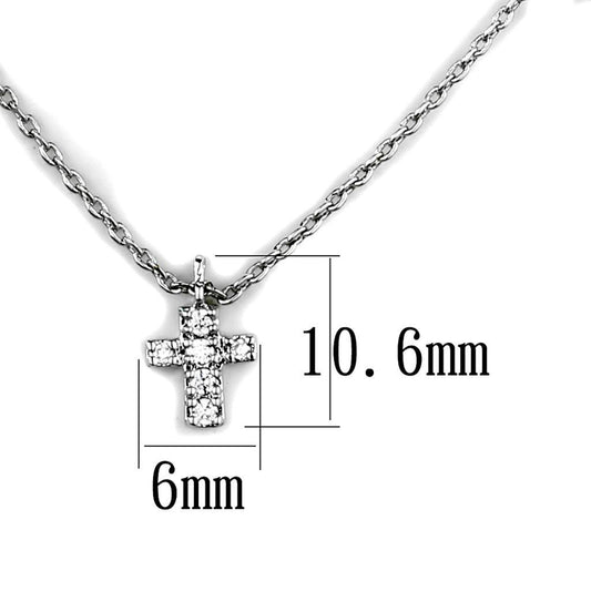 3W1037 - Rhodium Brass Chain Pendant with AAA Grade CZ  in Clear-1