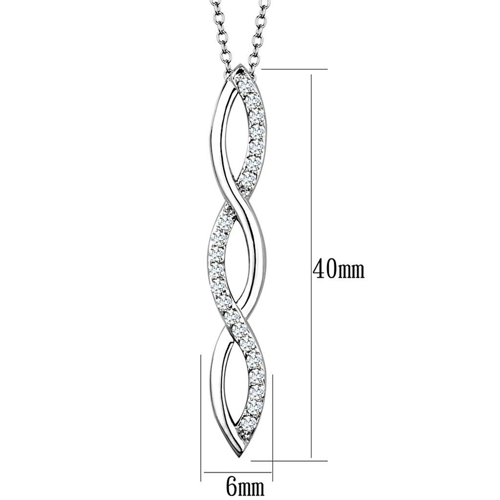 3W1039 - Rhodium Brass Chain Pendant with AAA Grade CZ  in Clear-1