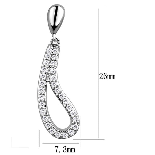 3W1044 - Rhodium Brass Earrings with AAA Grade CZ  in Clear-1